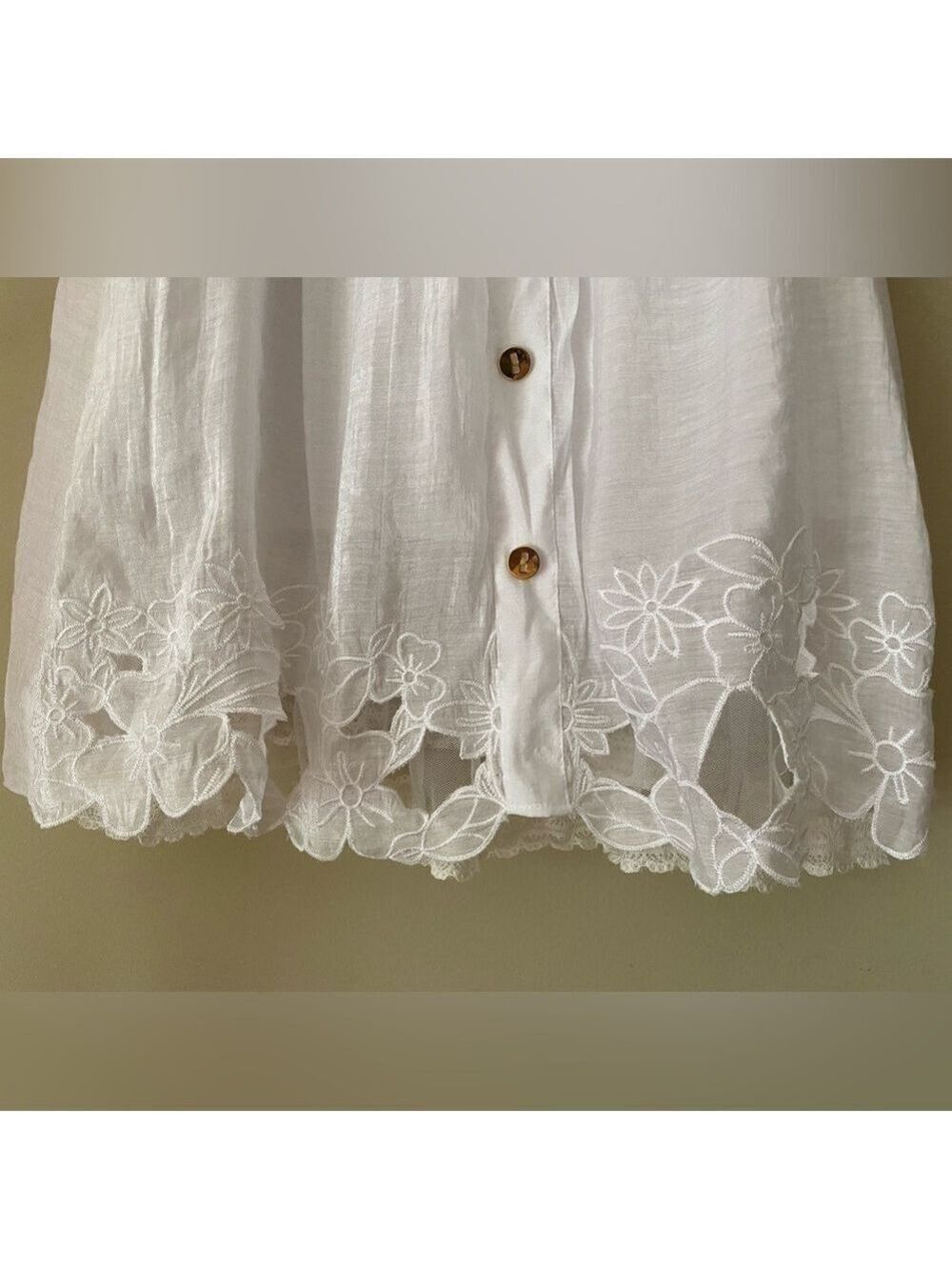 Alfani White Peasant Top with Lace Detail M - Picture 3 of 5